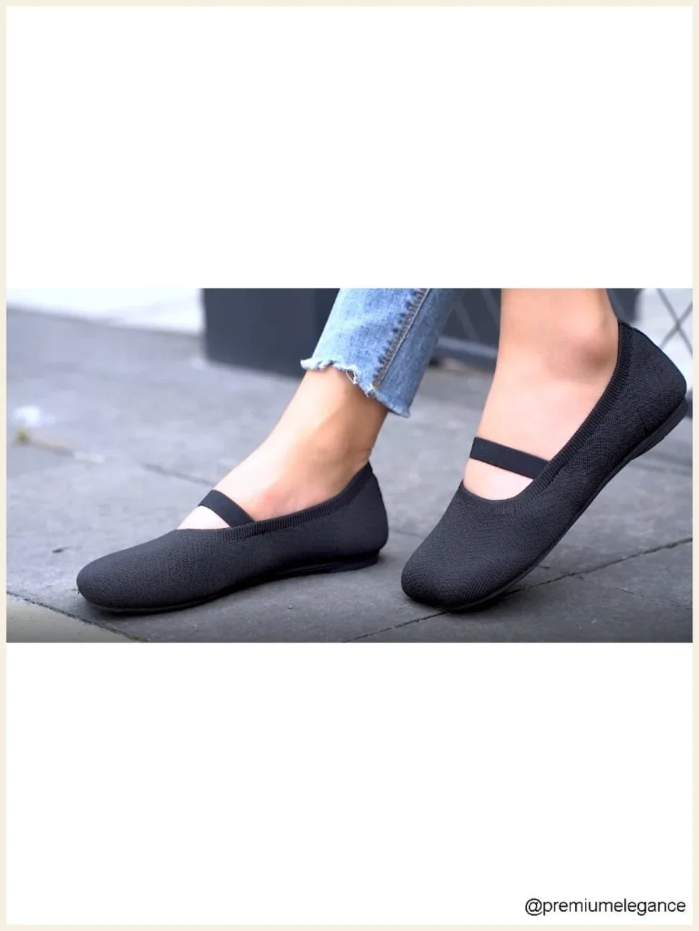 Mary Jane Ballet Flats Wide Toe Box Knit Shoes for Women Slip Resistant